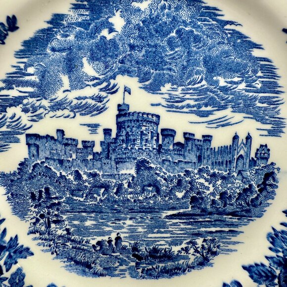 Staffordshire Blue & White Windsor 9” Castle English Plate by Unicorn - Picture 14 of 17